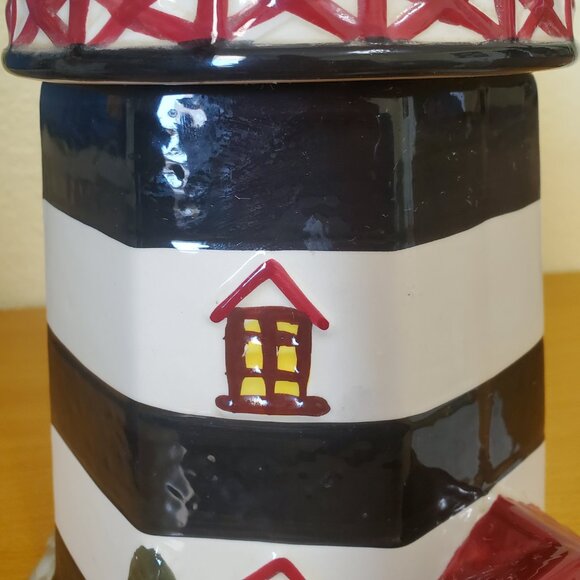 Lighthouse & Lighthouse Keeper’s Cottage Cookie Jar, 12” No Cracks Chips - Picture 12 of 13